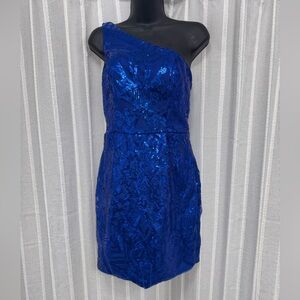 NWOT Blue‎ Sequin One-Shoulder Mini Dress size 4